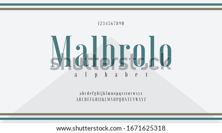 Green typo with classic minimal modern typeface typo typography alphabet fonts and number, uppercase lowercase and number. Vector illustration with white color background.