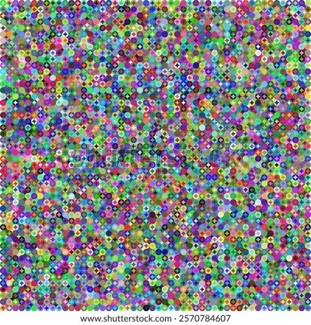 Plane filing grid 50x50 of not colored circles, inverse circles  and shifted inverse circles filled with random colors