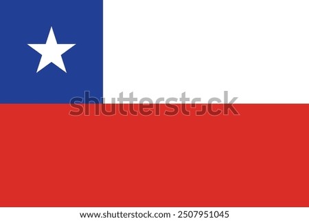 National flag of Chile with official colors and 2:3 aspect ratio, Vector illustration of Chile flag, Chile flag drawing with correct proportions, Accurate dimensions vector image, eps 10, Chile flag