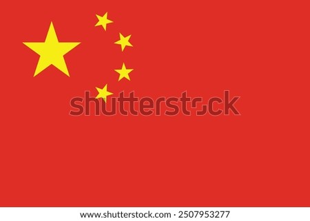 National flag of China with official colors and 2:3 aspect ratio, Vector illustration of China flag, China flag drawing with correct proportions, Accurate dimensions vector image, eps 10, China flag