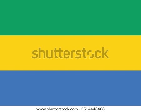 National flag of Gabon with official colors and 3:4 aspect ratio, Vector illustration of Gabon flag, Gabon flag drawing of with correct proportions, Accurate dimensions vector image, EPS 10