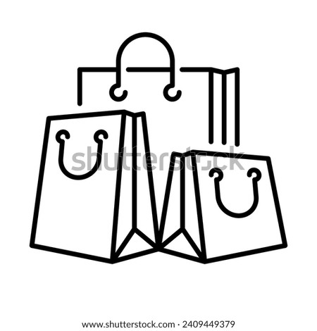 Shopping bag line icon set. Paper market bag linear icons. Grocery bag outline vector signs and symbols collection.