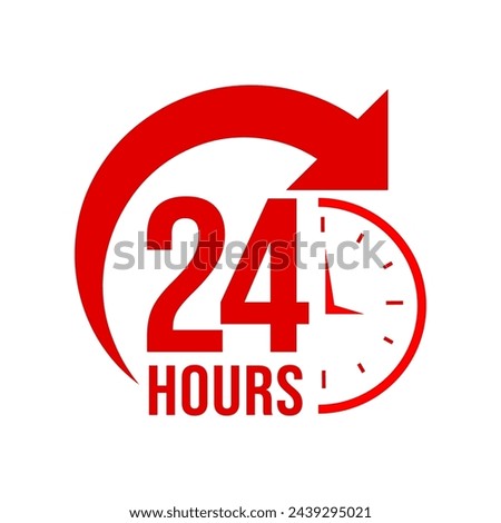 24 hours icon logo. Twenty four hours icon. Vector Illustration.	