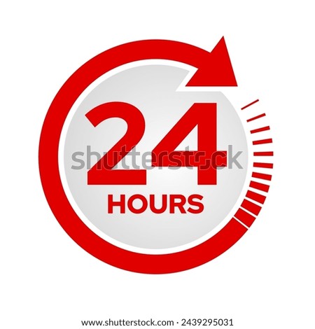 24 hours icon logo. Twenty four hours icon. Vector Illustration.	