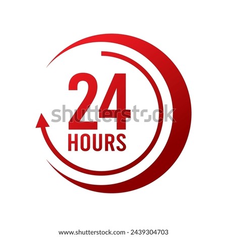 24 hours icon logo. Twenty four hours icon. Vector Illustration.	