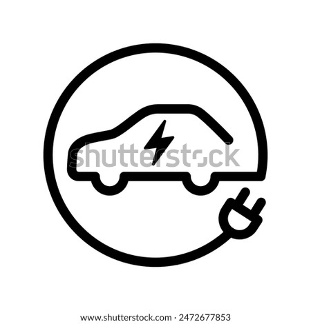 Electric car with plug icon symbol, EV car, Green hybrid vehicles charging point logotype, Eco friendly vehicle concept. Vector illustration