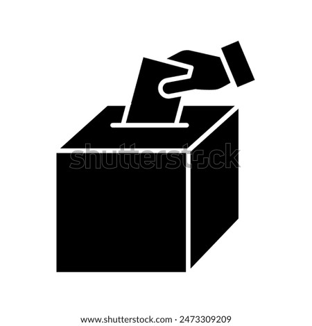 Hand voting ballot box icon, Election Vote concept, Hand putting paper in the voting box. Silhouette design for web site, logo, app, UI, Vector illustration