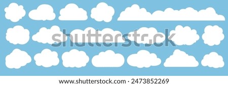 Set of cartoon cloud in a flat design. White cloud collection.