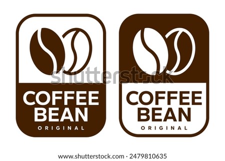 Coffee shop logo. Retro badge coffee bean and leaf branch with mountain natural icon line stamp logo vector design in vintage hipster modern style, premium coffee shop bar brand symbol icon.