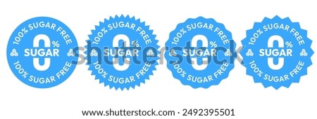 Sugar free icons. Zero sugar label. Set allergen free icons. Allergen free products. Vector Illustration.