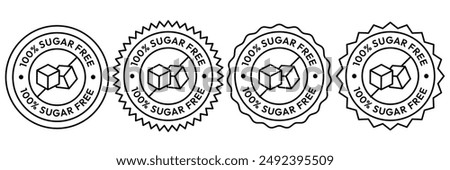 Sugar free icons. Zero sugar label. Set allergen free icons. Allergen free products. Vector Illustration.