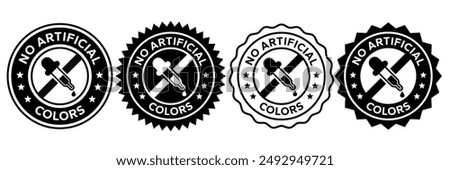 No artificial colors icons. No artificial added colors, logo, badge, icon, sticker, label, emblem, stamp, symbol, green, golden, flat vector, isolated illustration. 