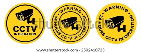 Security Camera or cctv sign, logo, badge, icon, sticker, label, emblem, stamp, symbol, black, line, flat vector, isolated illustration. Security Camera or cctv for street, home and building concept.