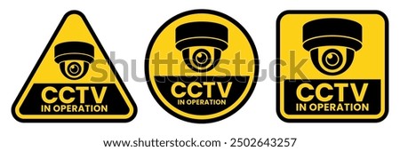 Security Camera or cctv sign, logo, badge, icon, sticker, label, emblem, stamp, symbol, black, line, flat vector, isolated illustration. Security Camera or cctv for street, home and building concept.