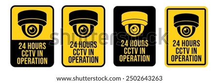 Security Camera or cctv sign, logo, badge, icon, sticker, label, emblem, stamp, symbol, black, line, flat vector, isolated illustration. Security Camera or cctv for street, home and building concept.