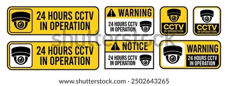 Security Camera or cctv sign, logo, badge, icon, sticker, label, emblem, stamp, symbol, black, line, flat vector, isolated illustration. Security Camera or cctv for street, home and building concept.