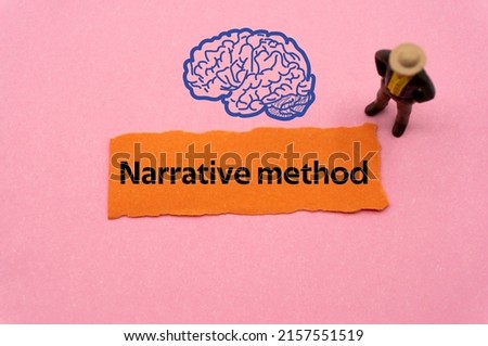 Narrative method.The word is written on a slip of colored paper. Psychological terms, psychologic words, Spiritual terminology. psychiatric research. Mental Health Buzzwords. Foto d'archivio © 