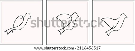 vector set of hand drawing one line bird moves. minimalist trendy design for prints, tattoo, tableau, cards, wall arts, social media and branding design. 