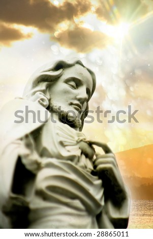 Statue of Jesus Christ with Sunset in the Background