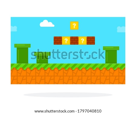 Screenshot of a retro computer game vector icon flat isolated.