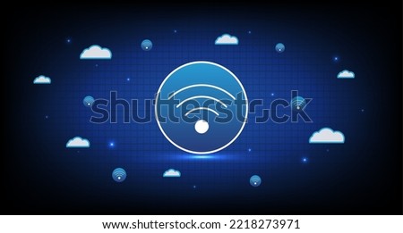 WIFI signal icon wireless and high speed with abstract blue background.