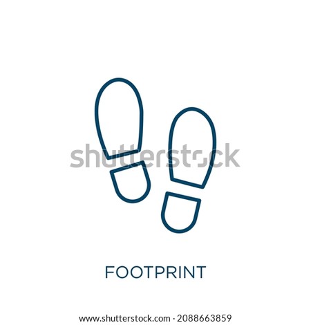 footprint icon. Thin linear footprint outline icon isolated on white background. Line vector footprint sign, symbol for web and mobile
