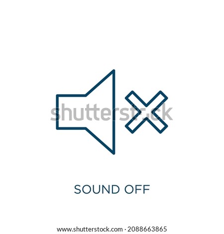 sound off icon. Thin linear sound off outline icon isolated on white background. Line vector sound off sign, symbol for web and mobile