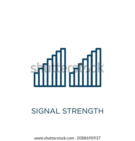 signal strength icon. Thin linear signal strength outline icon isolated on white background. Line vector signal strength sign, symbol for web and mobile