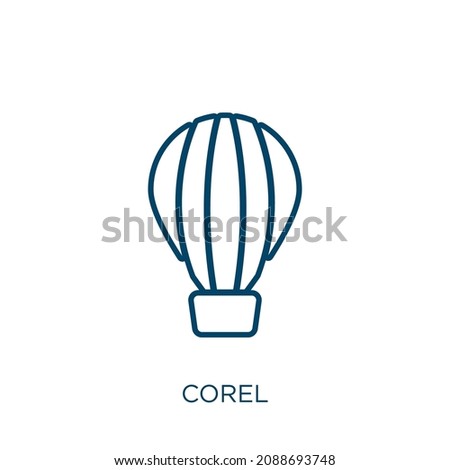 corel icon. Thin linear corel outline icon isolated on white background. Line vector corel sign, symbol for web and mobile
