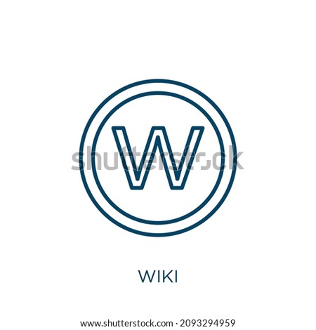 wiki icon. Thin linear wiki outline icon isolated on white background. Line vector wiki sign, symbol for web and mobile