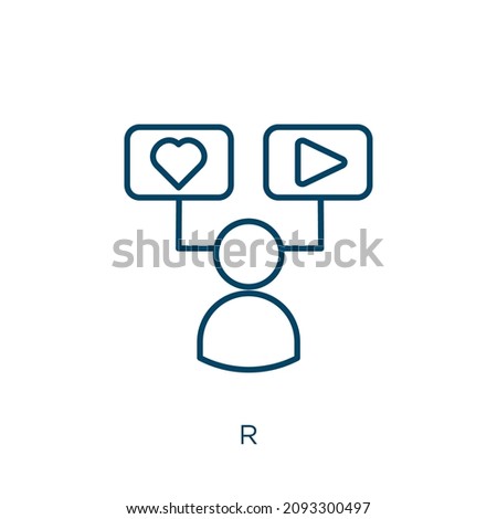 r icon. Thin linear r outline icon isolated on white background. Line vector r sign, symbol for web and mobile