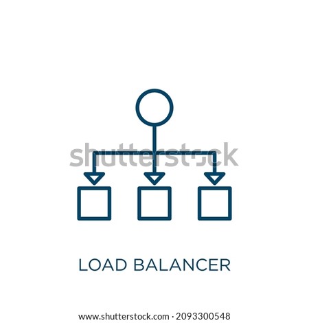 load balancer icon. Thin linear load balancer outline icon isolated on white background. Line vector load balancer sign, symbol for web and mobile