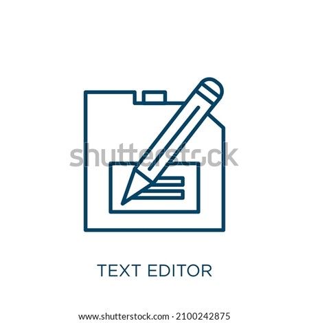 text editor icon. Thin linear text editor outline icon isolated on white background. Line vector text editor sign, symbol for web and mobile