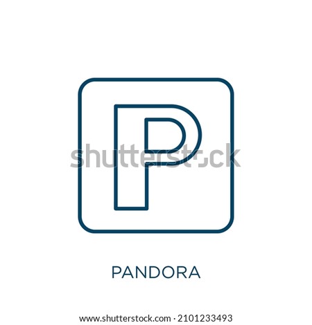 pandora icon. Thin linear pandora outline icon isolated on white background. Line vector pandora sign, symbol for web and mobile