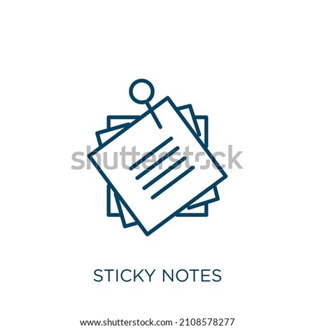 sticky notes icon. Thin linear sticky notes outline icon isolated on white background. Line vector sticky notes sign, symbol for web and mobile