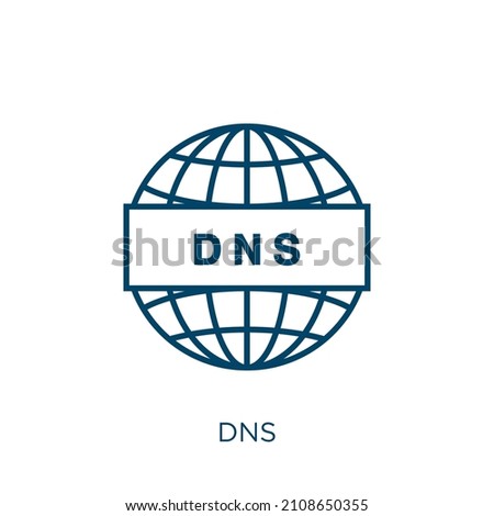 dns icon. Thin linear dns outline icon isolated on white background. Line vector dns sign, symbol for web and mobile
