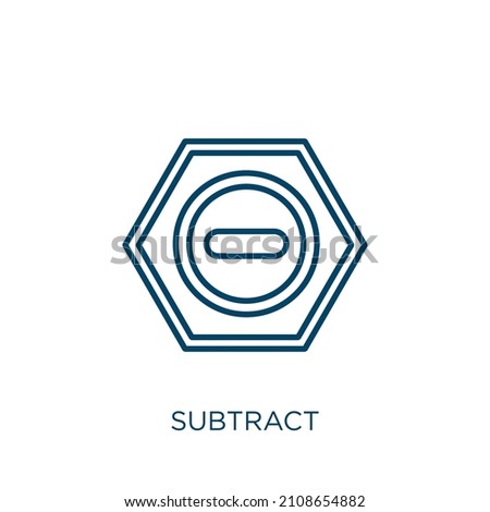 subtract icon. Thin linear subtract outline icon isolated on white background. Line vector subtract sign, symbol for web and mobile