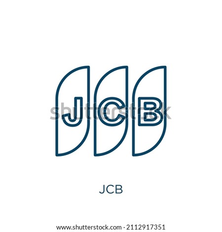 jcb icon. Thin linear jcb outline icon isolated on white background. Line vector jcb sign, symbol for web and mobile