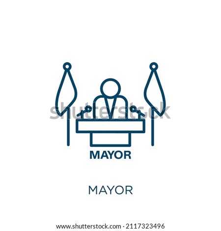 mayor icon. Thin linear mayor outline icon isolated on white background. Line vector mayor sign, symbol for web and mobile