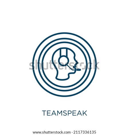 teamspeak icon. Thin linear teamspeak outline icon isolated on white background. Line vector teamspeak sign, symbol for web and mobile