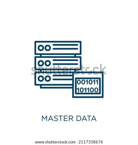 master data icon. Thin linear master data outline icon isolated on white background. Line vector master data sign, symbol for web and mobile Zdjęcia stock © 