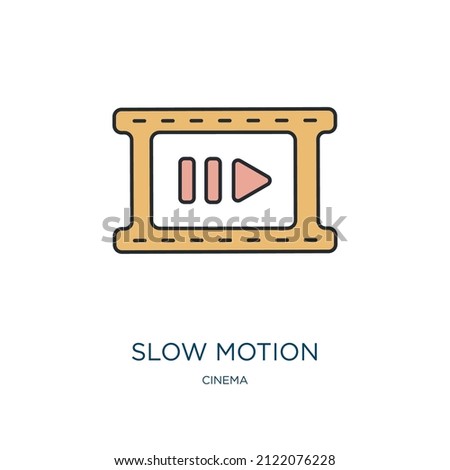 slow motion icon from cinema collection. Thin outline slow motion, slow, motion detailed offset lineal color icon isolated on white background. Line vector slow motion sign, symbol for web and mobile