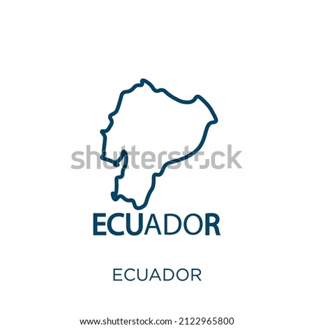 ecuador icon. Thin linear ecuador outline icon isolated on white background. Line vector ecuador sign, symbol for web and mobile