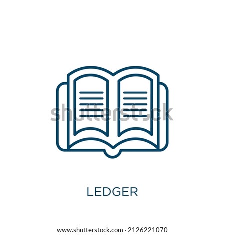 ledger icon. Thin linear ledger outline icon isolated on white background. Line vector ledger sign, symbol for web and mobile