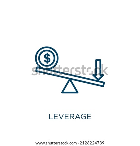 leverage icon. Thin linear leverage outline icon isolated on white background. Line vector leverage sign, symbol for web and mobile Stock foto © 