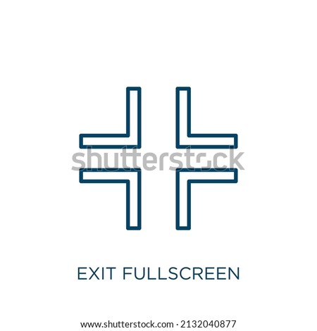 exit fullscreen icon. Thin linear exit fullscreen outline icon isolated on white background. Line vector exit fullscreen sign, symbol for web and mobile