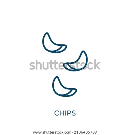 chips icon. Thin linear chips outline icon isolated on white background. Line vector chips sign, symbol for web and mobile