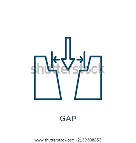gap icon. Thin linear gap outline icon isolated on white background. Line vector gap sign, symbol for web and mobile