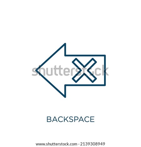 backspace icon. Thin linear backspace outline icon isolated on white background. Line vector backspace sign, symbol for web and mobile