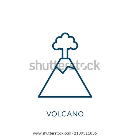 volcano icon. Thin linear volcano outline icon isolated on white background. Line vector volcano sign, symbol for web and mobile